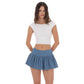 Dotted Flare Skort in Denim Blue