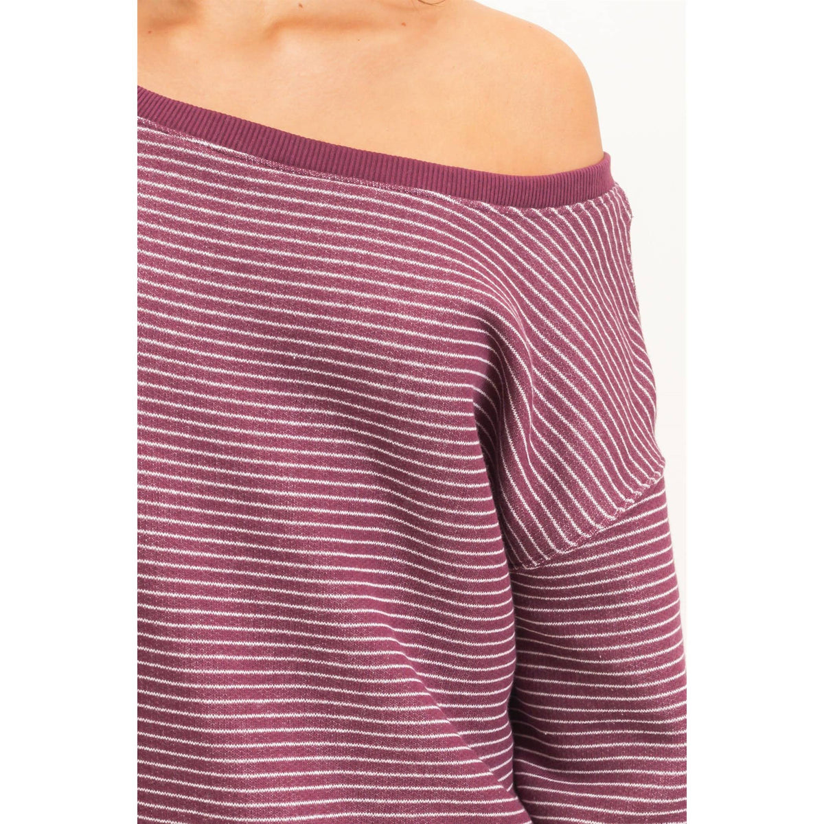 Striped Off The Shoulder Sweatshirt