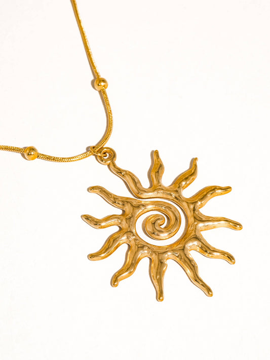 Taiyo Non-Tarnish Boho Sun Necklace: 18K Gold