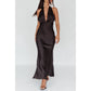 HALTERNECK SATIN MAXI DRESS