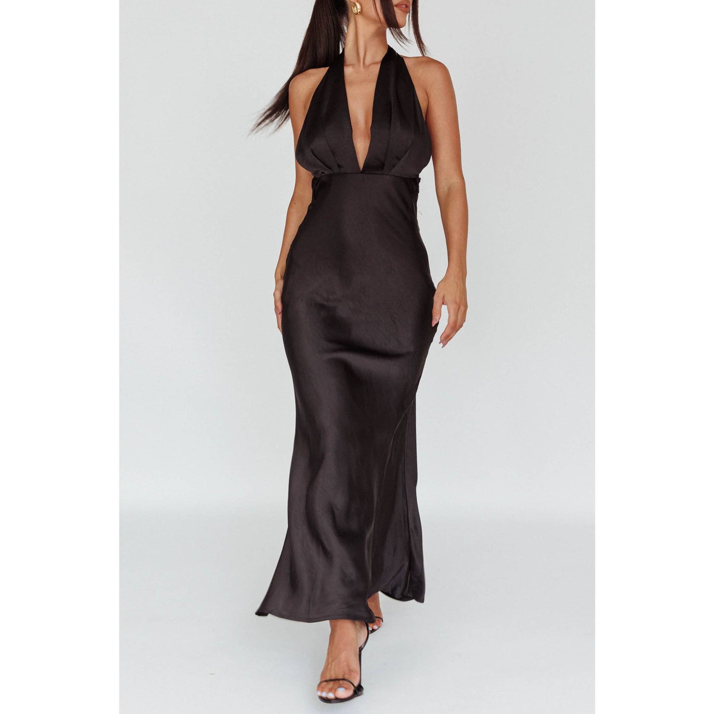 HALTERNECK SATIN MAXI DRESS