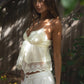 Babydoll Embroidered Mesh Lace Trim V-Neck Cami Top