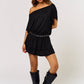Bold Edge Metal Eyelet Boat Neck Mini Dress