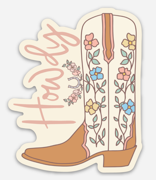 Howdy Boot Cowgirl Sticker