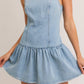 Boat Neck Sleeveless Low Waist Denim Dress