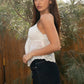 Babydoll Embroidered Mesh Lace Trim V-Neck Cami Top