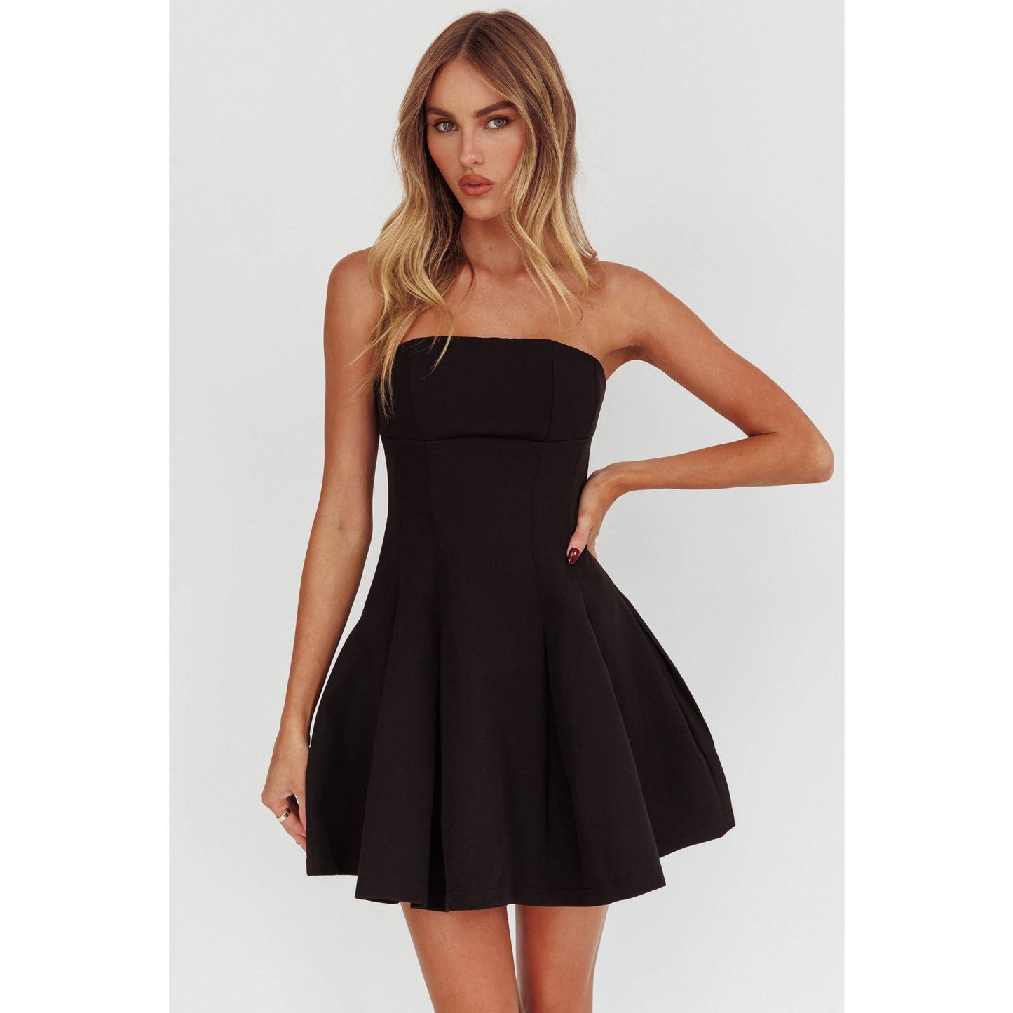 Tube Top Solid Mini Dress