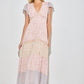 Deep V Print Lace Maxi dress
