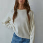Knit Sweater Rolled Round Neck Pullover Top