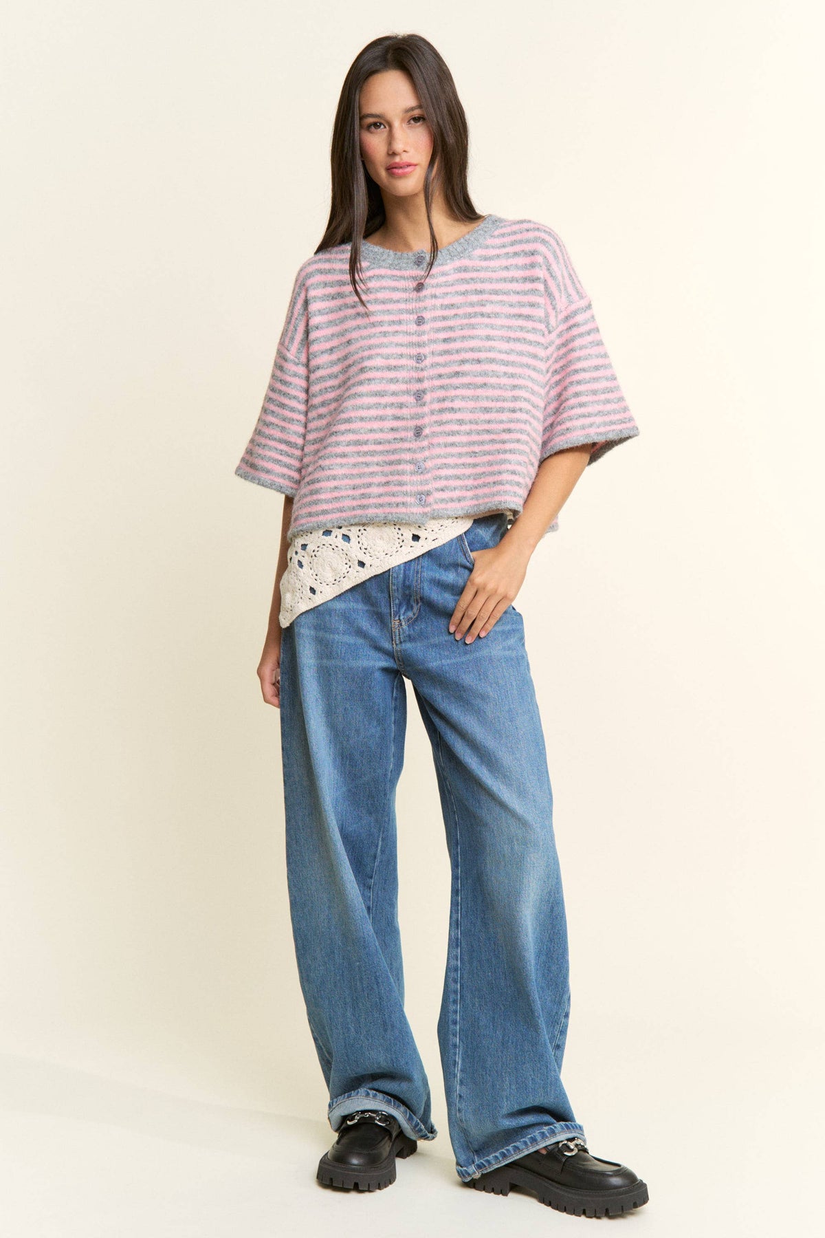 Multi Striped Cropped Soft Knit