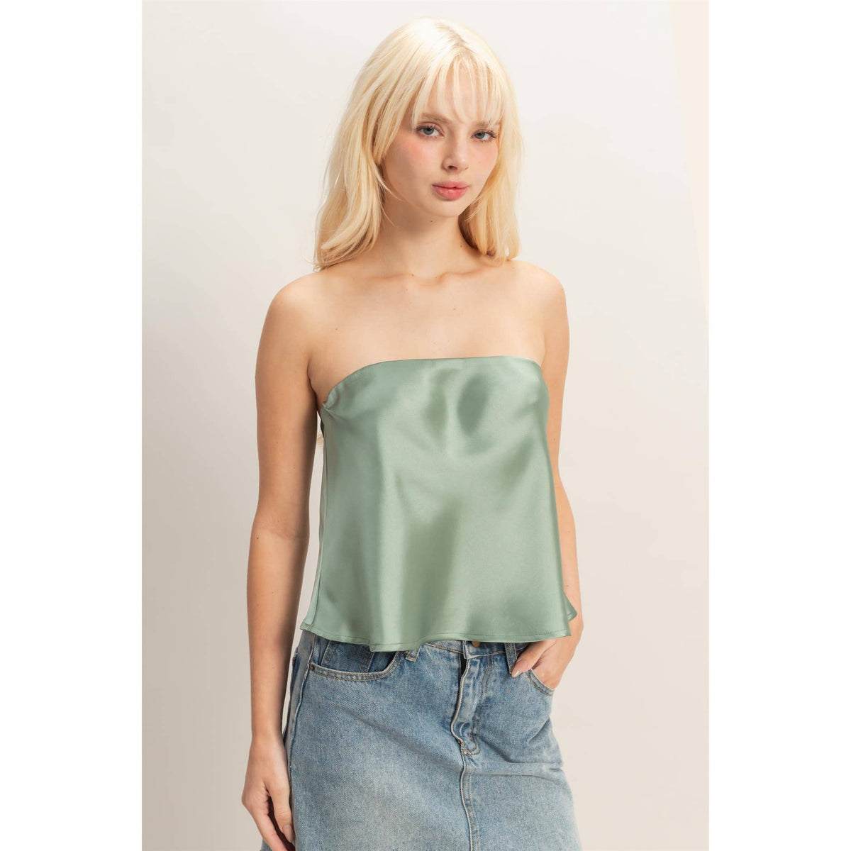 Satin Strapless Tube Top
