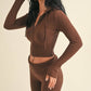 Slim Fit Zip Up Knit Sweater Hoodie