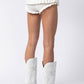 White Eyelet Ruffle Mini Shorts