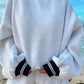 Sunkissed Pearl Grey Preppy Crew Sweatshirt