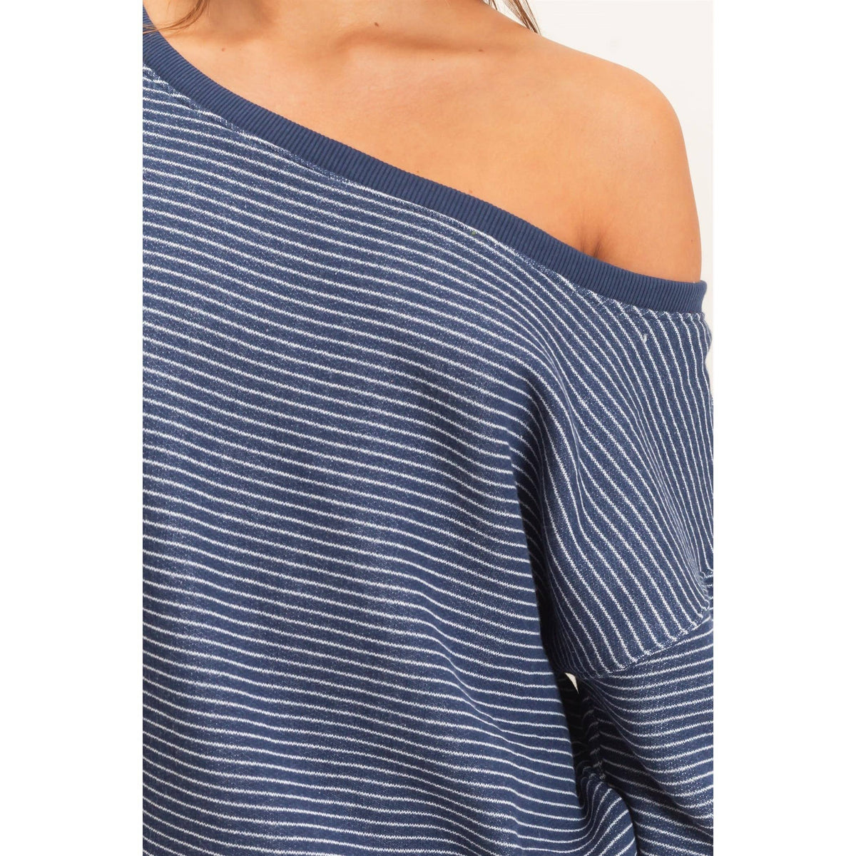 Striped Off The Shoulder Sweatshirt