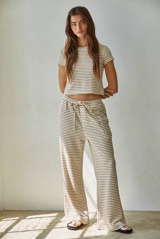 Knit Striped Short Sleeve Top