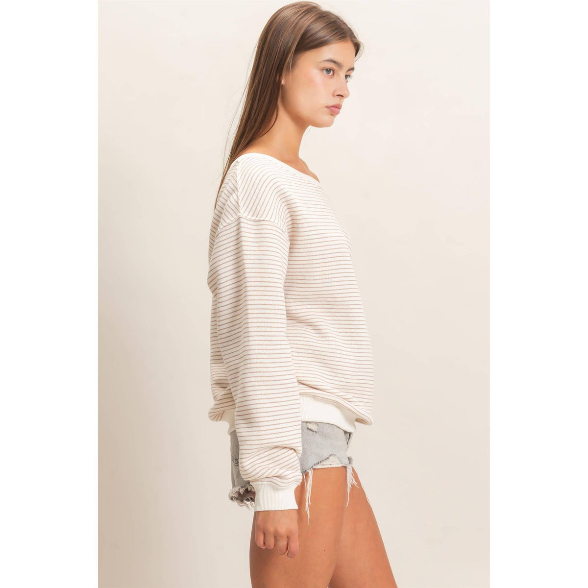 Striped Off The Shoulder Sweatshirt