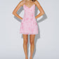 Beaded Floral Lace-Up Mini Dress