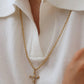 Selma 18K Gold Non-Tarnish CZ Cross Pendant Necklace