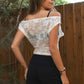 Lace Off The Shoulder Soft Draped Fit Top