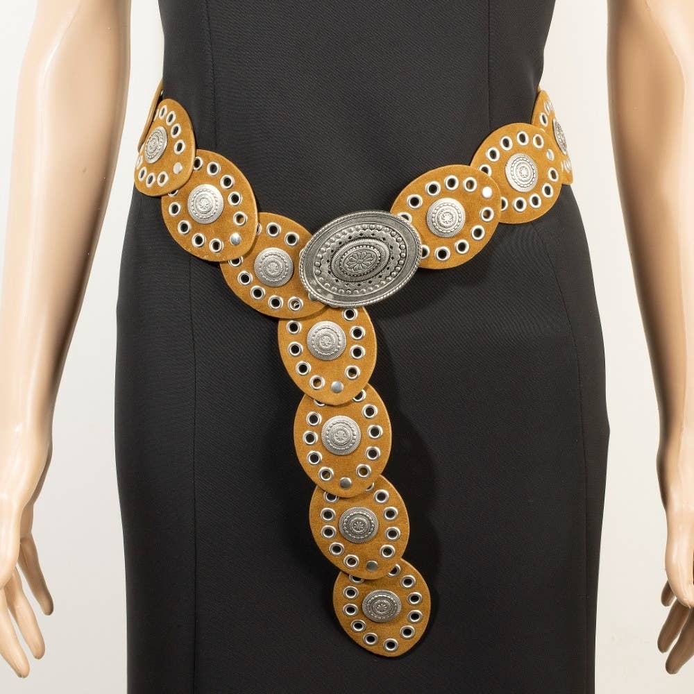 Large Ornate Western Oval Disc Belt
