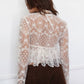 Crochet Embroidered Long Bell Sleeve Top