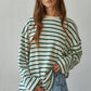 Knit Cotton Striped Crew Neck