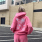 Hibiscus Pink Tropical Embroider Hoodie