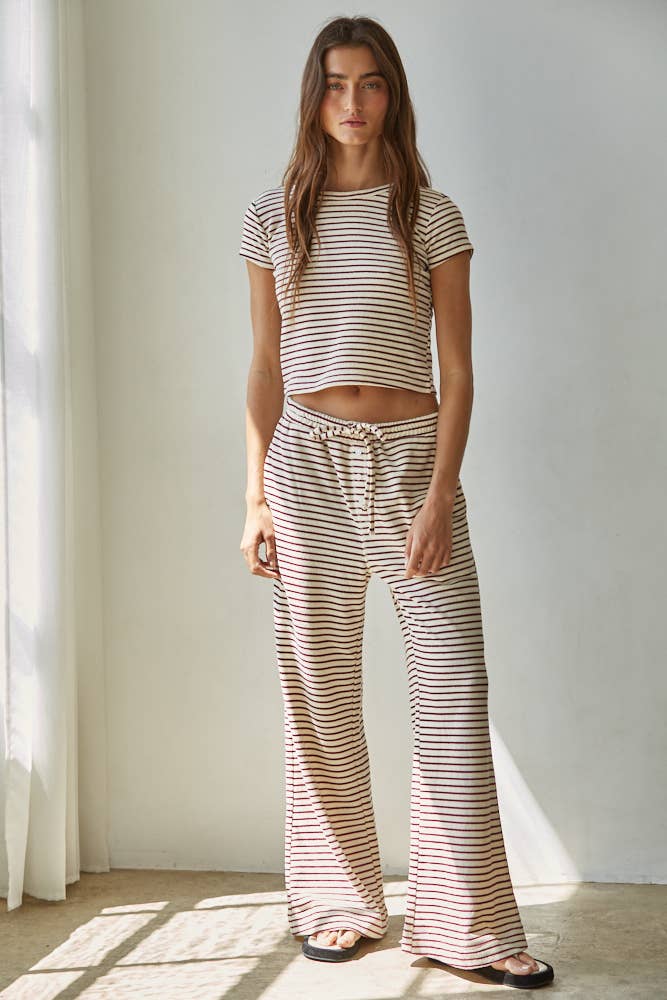 Knit Striped Short Sleeve Top
