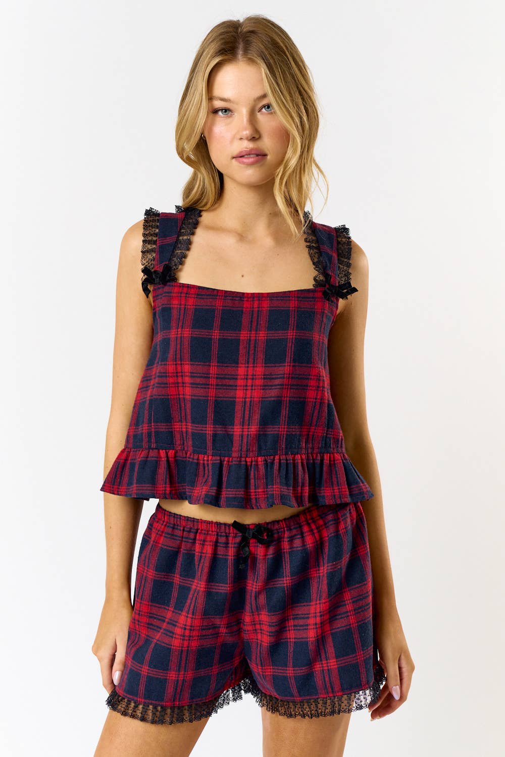 Plaid  Ruffle Top