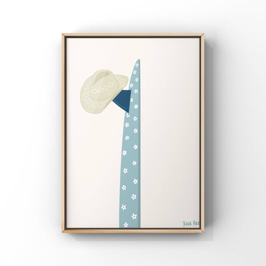 Hat Hook Cowboy Hat Surfboard Art Print