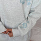 Pearl Grey Tropical Embroider Hoodie