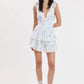 FLORAL TIE STRAP LAYERED LACE MINI DRESS