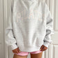 Pearl Grey Mockneck Pilates Embroider Sweatshirt