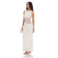 Lace Cutout Maxi Dress in White