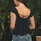 V-Neck Boho Lace Trim Puff Sleeves Babydoll Top