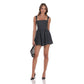 Polka Dot Fit and Flare Dress in Black