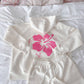 Ivory Hibiscus Flower Hoodie