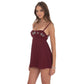 Beaded Floral Babydoll Dress in Burgundy