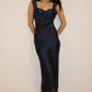 Lace Trim Satin Midi Dress