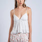 Soft White Eyelet Lace Ruffle Trim Cami Top