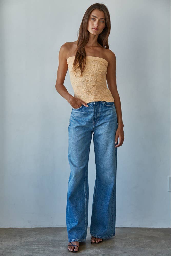 Knit Modal Nylon Spandex Seamless Jacquard Tube Top