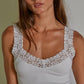 Knit Seamless Ribbed Tank Top with Lace Trim