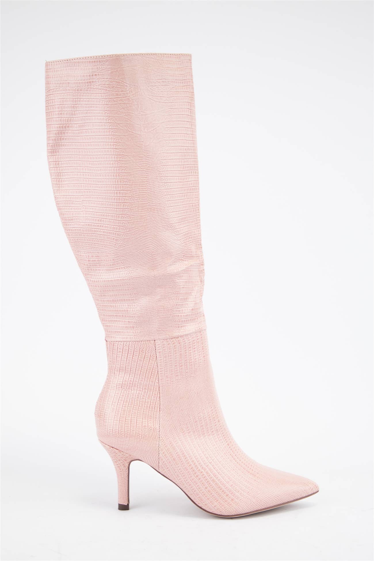 Croc Pattern Patent Finished Pointed Heel Boot