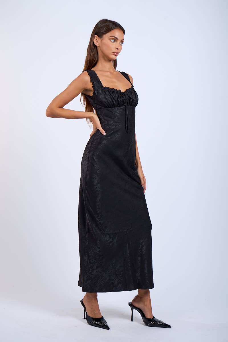 Satin Ruched Bust Sleeveless Open Back