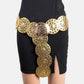 Faux Leather Grommet Disc Chain Belt