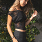 Lace Off The Shoulder Soft Draped Fit Top