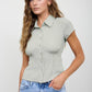 GINGHAM COLLARED SHORT SLEEVE TOP
