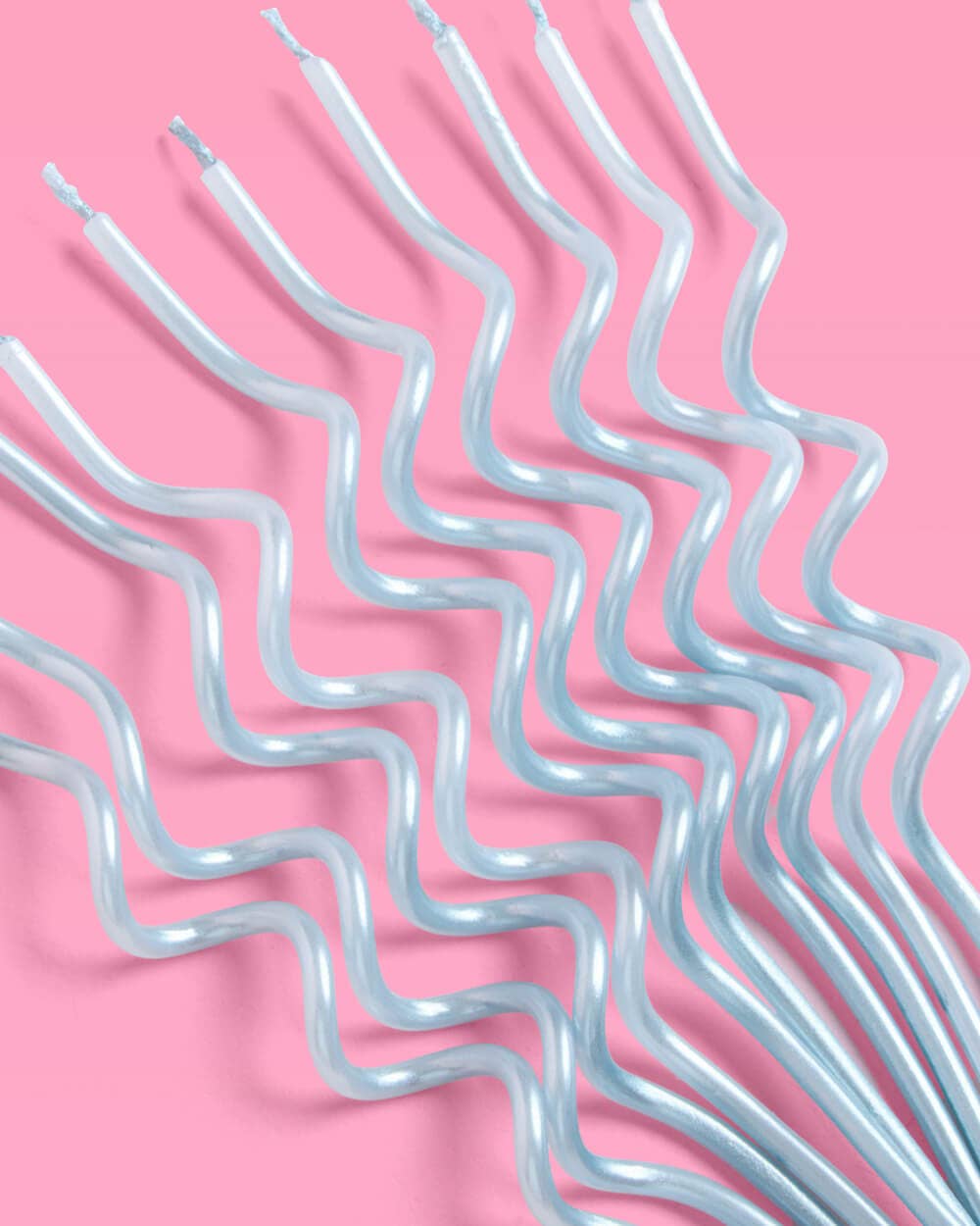 Pearl Blue Wavy Cake Candles – 10 Count | Birthday Party