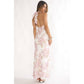 Cold Shoulder High Halter Floral Maxi Dress